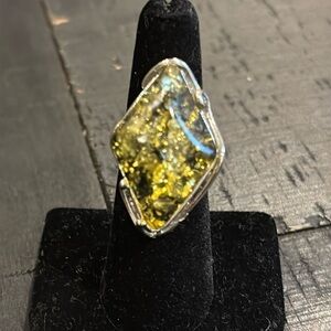 Chunky Fashion Yellow Large Statement Cocktail Ring Size 6​